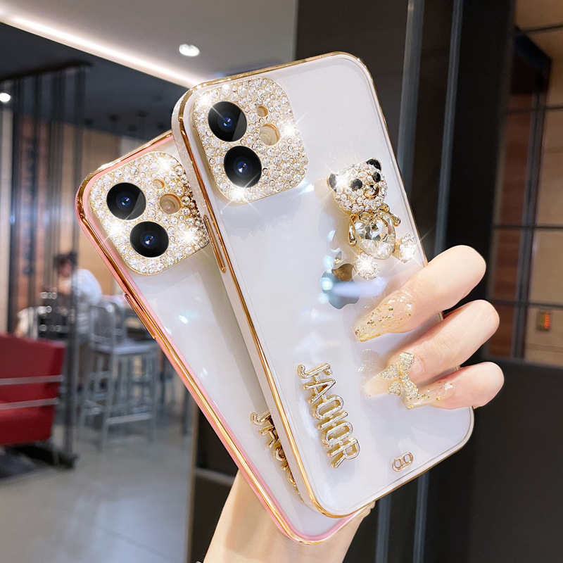 Applicable To Apple 11 Mobile Phone Shell 2021 New Female High-end Transparent 11promax Luxury Rhinestone All-inclusive Lens