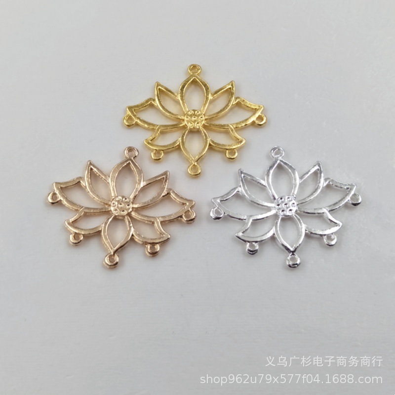 古风DIY饰品配件 合金多孔莲花流苏小挂件小吊坠 发簪材料厂家批