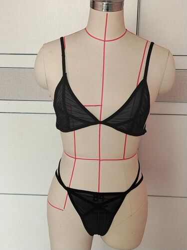 Foreign trade European and American sexy lingerie women's mesh transparent strap bra and underwear three-point set dropshipping