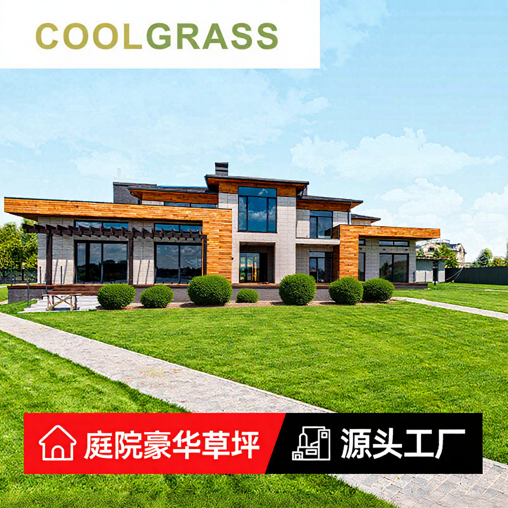 Luxury artificial turf with drainage holes, thickened backing, for gardens, backyards, terraces, balconies, and outdoor use.