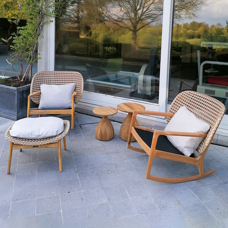 Sofá al aire libre mesa de centro combinación villa patio jardín ocio silla de ratán balcón al aire libre impermeable protector solar muebles de ratán image 3