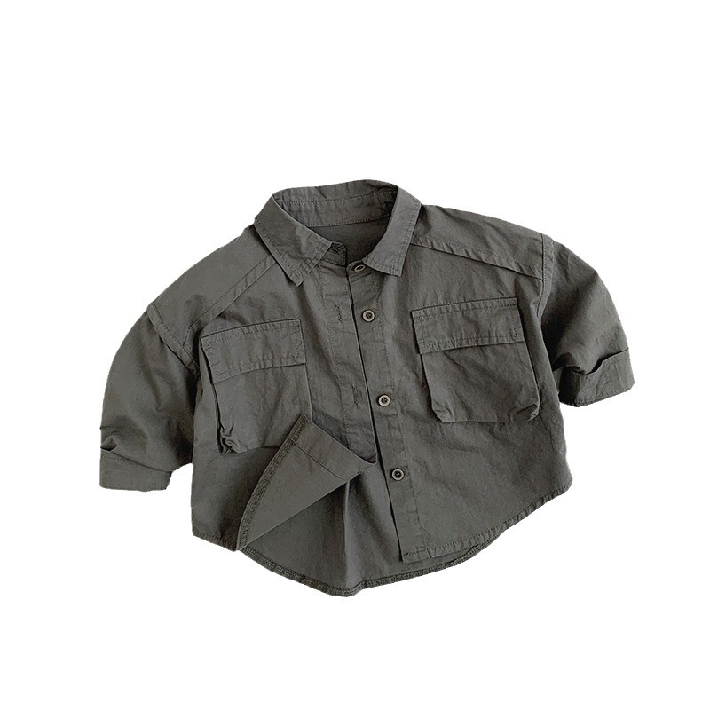 2025 otoño nuevas camisas infantiles, hombres y mujeres, chaquetas de trabajo al aire libre, bebés coreanos, chaquetas de moda