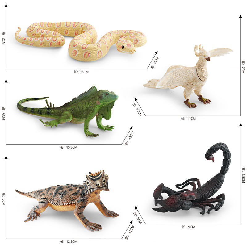 Cross-border simulación bosque animal modelo infantil cognitivo blanco Phoenix verde iguana escorpión Python cuerno lagarto escritorio Decoración