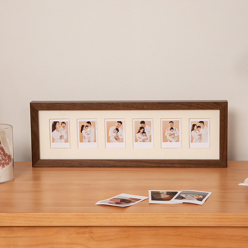 Parent-Child Photo mounting frame multi-grid photo frame table photo printing plus solid wood photo frame baby ID photo mounting frame