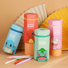 2024 Japanese new style Pokemon vertical pen bag primary school student cartoon large capacity hexagonal stationery bag trend