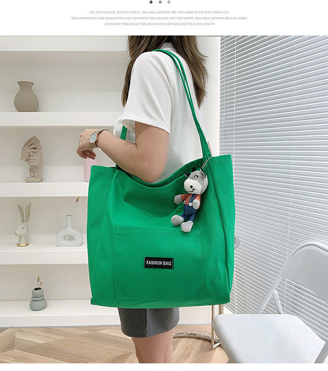 Candy-colored canvas bag, 2021 new ins bag, large-capacity tote bag, simple Korean-style single-shoulder artistic handbag undefined