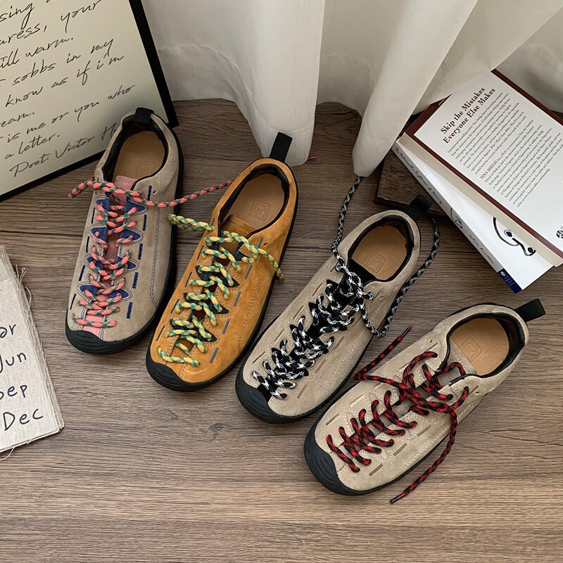 Cowhide Version of the Ugly-Cute German Training Shoes for Women, Retro Versatile Casual Sports Sneakers, Forrest Gump Shoes, Outdoor Hiking Shoes