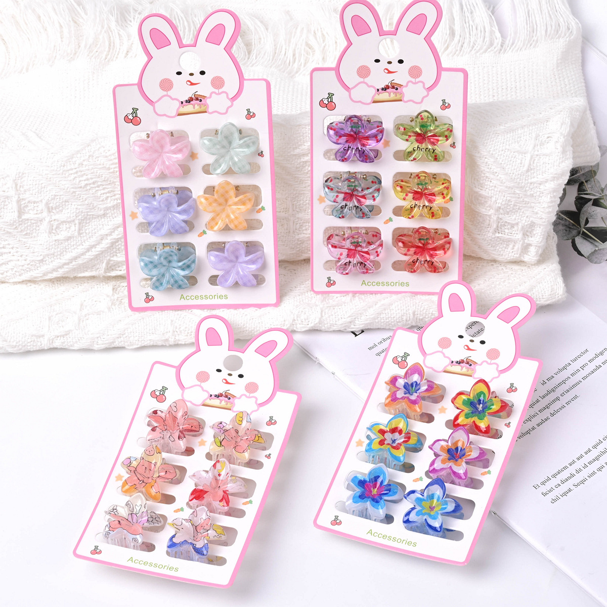 Pinza de agarre de flor de frangipani de color pequeño pinza de pelo para niños de dibujos animados impresa linda pinza de pelo rota pinza de flequillo joyería de pelo de princesa image 4