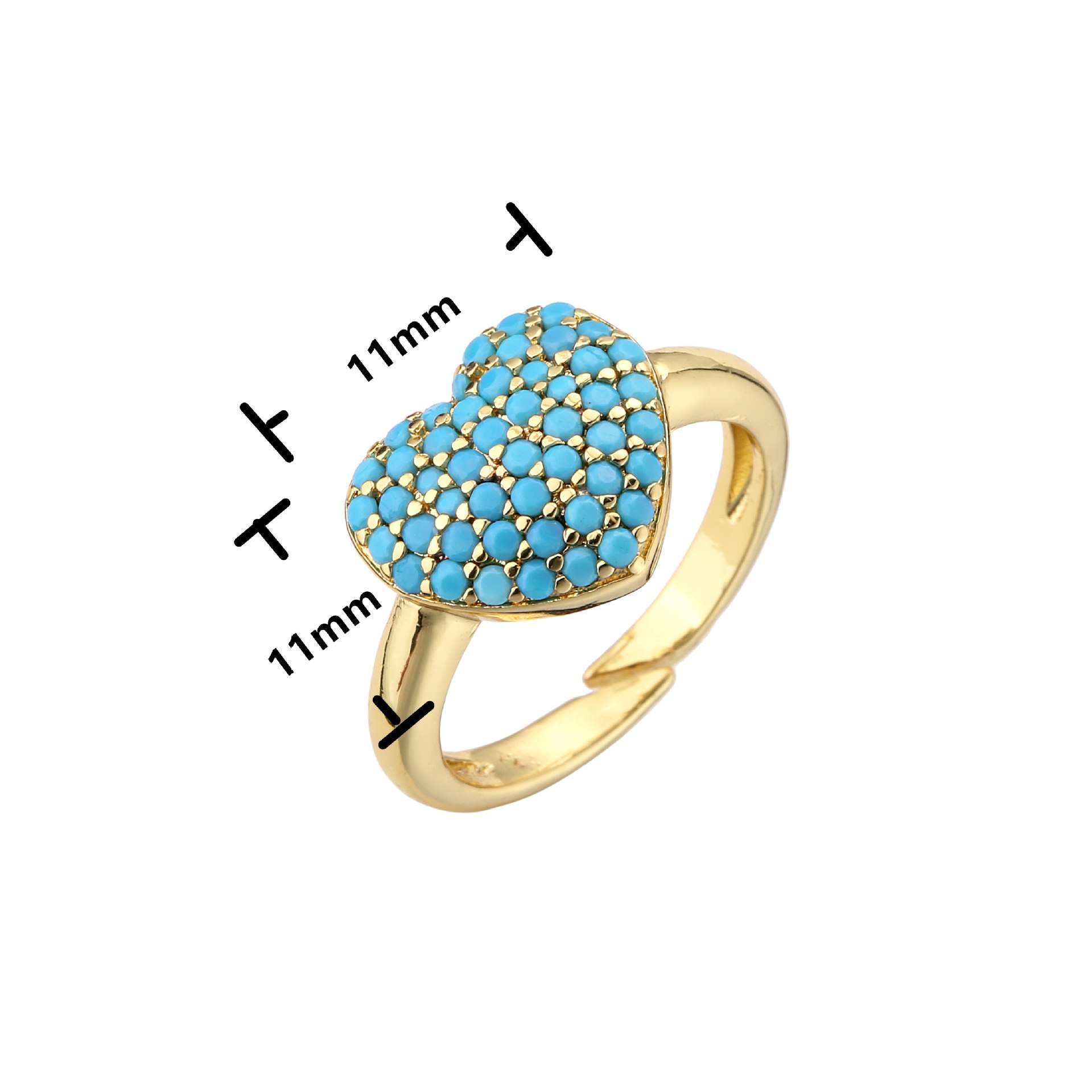 Fashion Heart Shape Copper Inlay Zircon Rings Earrings Necklace