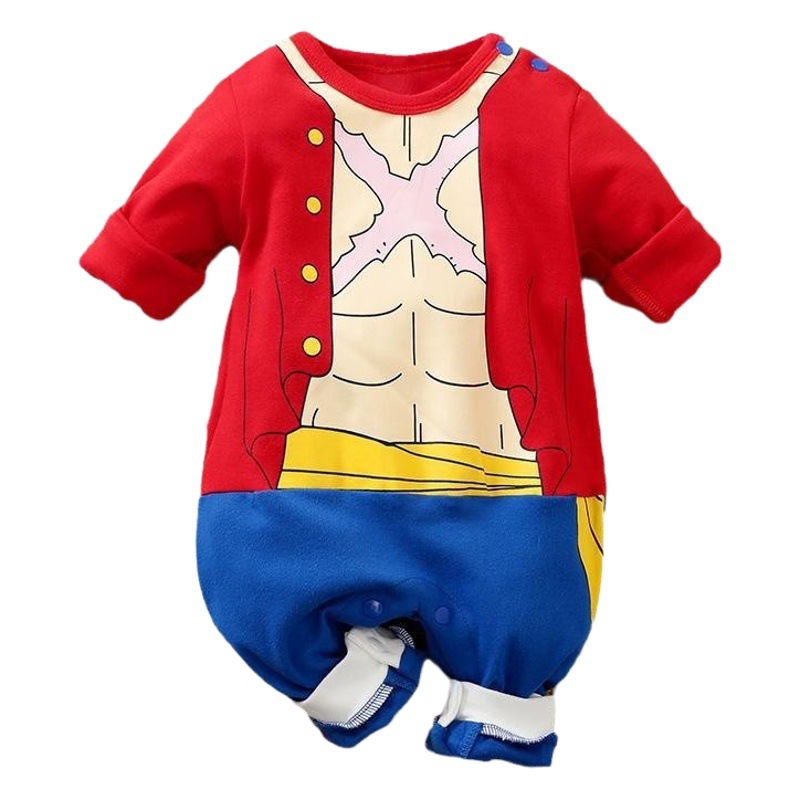 Vestido de una pieza de bebé de anime de primavera y otoño, un tipo de mameluco de manga larga de algodón puro, ropa de recién nacido, vestido de gatear para bebés, vestido de un año