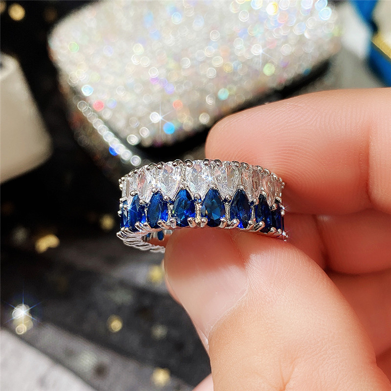Luxurious Double Row Zircon Ring With Full Diamond Detail For Women_voghion.com