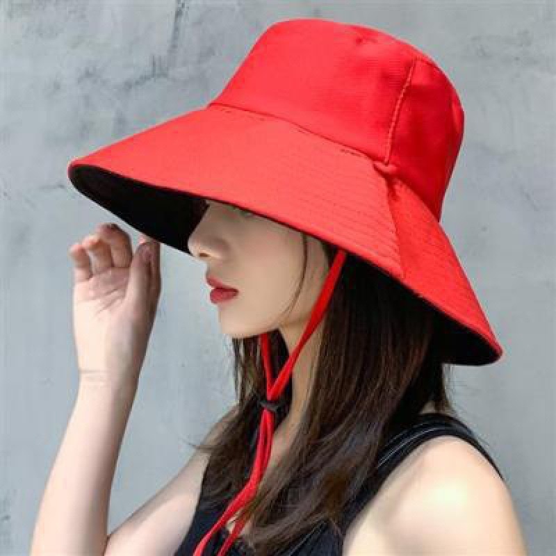 漁師の帽子両面春と夏の新しい韓国スタイルの学生日よけ帽子屋外旅行大きなつばの顔を覆う日焼け止め帽子女性用|undefined
