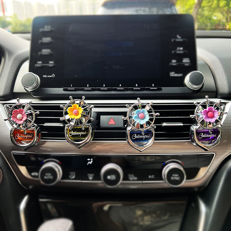Aromaterapia para automóvil Decoración de salida de aire acondicionado para automóvil Perfume para automóvil Accesorios para automóvil Colgante de flores lindo Fragancia ligera duradera