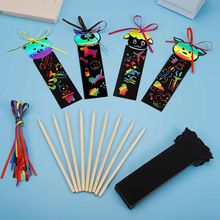 工厂批发儿童炫彩刮画画本套装DIY动物书签刮画异形画纸绘画涂鸦