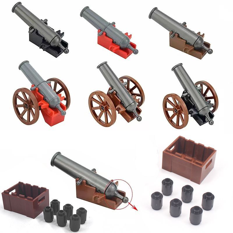 MOC cross-border middle-ancient military cannon small particle soldier doll building blocks pirate ship artillery scene decoration toys
