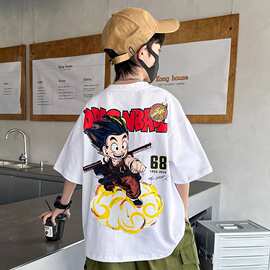 男童短袖纯棉T恤2026新款夏季宽松中大童装卡通印花t儿童半袖体恤