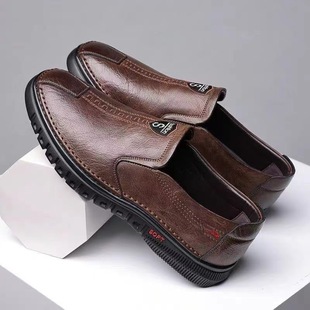 Foreign Trade Men's Shoes Spring and Autumn Men's Leather Shoes Business Shoes Leather Shoes Men's Leather Soft Sole Middle-aged Low-top Casual Shoes
