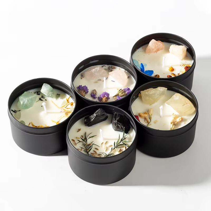 Decoración del hogar de estaño negro de cera de cera de incienso atmósfera alta perfume té cera regalo de cumpleaños transfronterizo
