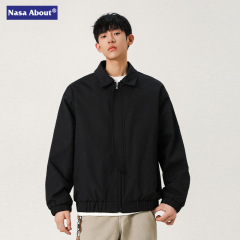 NASA春秋季新款潮流cleanfit时尚翻领夹克纯色简约风宽松夹克外套