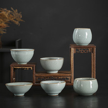 汝窑冰花茶杯主人杯开片可养单杯功夫茶具个人大号品茗杯泡茶碗