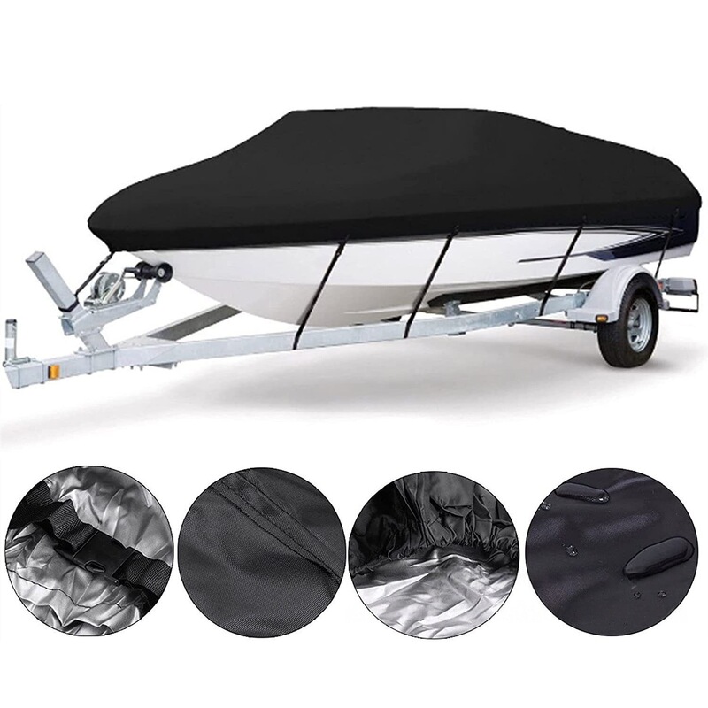 Spot 210D Oxford Cloth Waterproof Boat Cover Speedboat Trailer V-Shaped Square Fishing Boat Cover Rain and Sun Protection