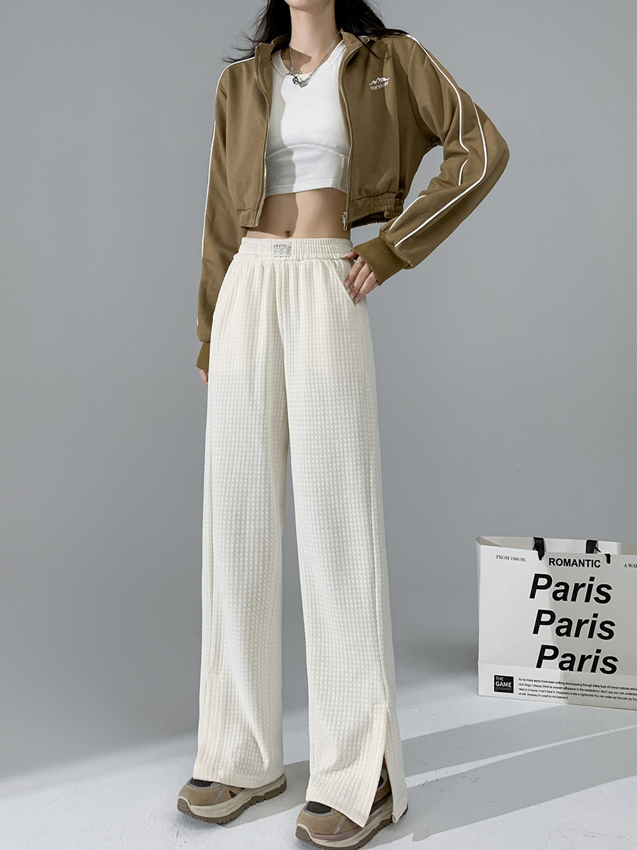 Pantalones casuales para mujer, cintura alta, pierna recta