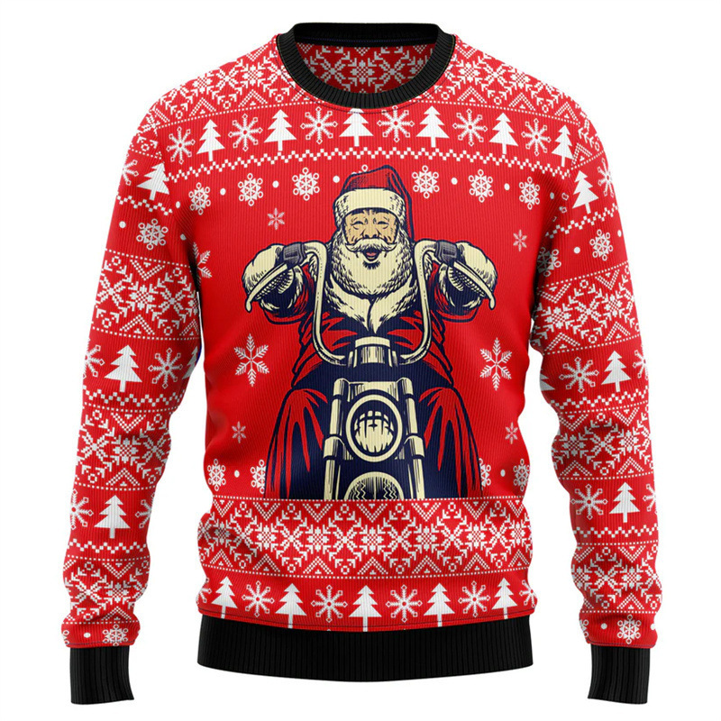 Sweatshirt Santa Claus Bar Party 3D Digital Printing Ugly Christmas Unisex Pullover Street Style