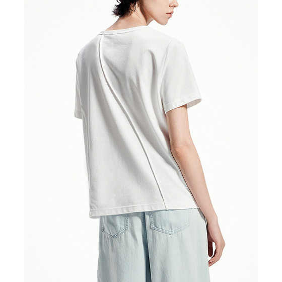 [LR Order] 25 Spring New Three-dimensional Deconstruction Box T-shirt Women's Crewneck Short Sleeve Loose Slim Casual Top