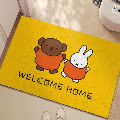 for Home Entrance, Dust-Removing and Anti-Slip | Avtomobil döşəmə paspasları - miffy-rabbit-welcome-home-40x60cm-silk-circle