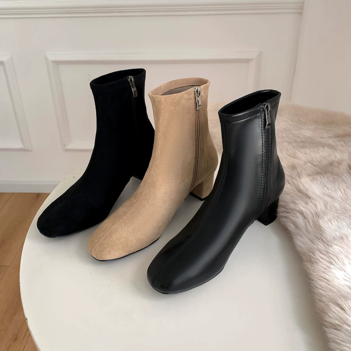 Виноградная мама Новая модель SW с круглой головкой на высоком каблуке эластичные носки сапоги тощие сапоги женские короткие сапоги