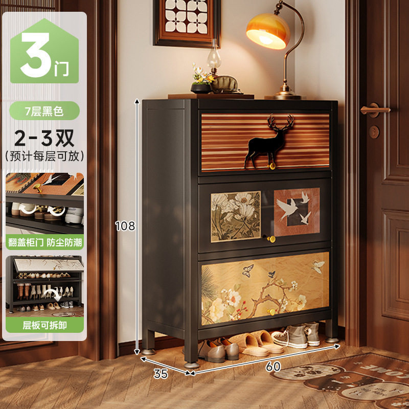 Gabinete de zapatos de acero puerta doméstica estilo antiguo de gran capacidad puerta de entrada de almacenamiento integral contra la pared 2025 nuevo rack de zapatos