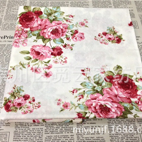 【月色心情】纯棉斜纹印花1.6米宽幅 中大型花朵 全棉被罩围裙布