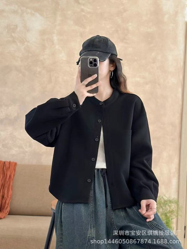 琪镌绘制秋季休闲棒球服女装立领百搭宽松显瘦纯色韩版外套25027|undefined