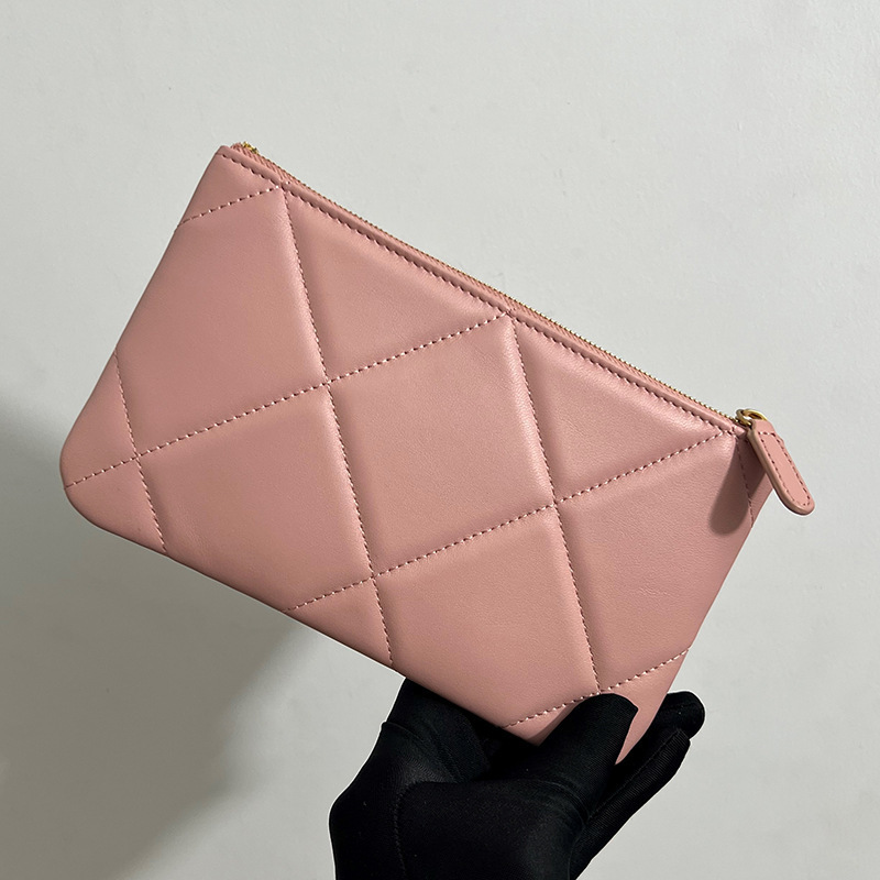 Large Diamond Quilted Women's Clutch Bag, Lambskin Evening Bag, Zipper Wallet, Genuine Leather Phone Bag, Envelope Bag