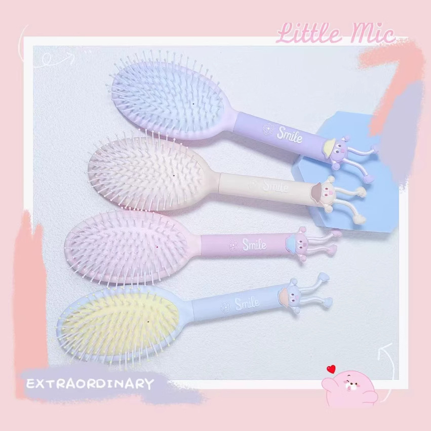 Nuevo estilo color caramelo cojín peine para el cabello niña pequeño peine grande portátil cojín de masaje peine cuero masaje airbag