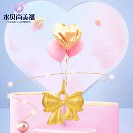 水贝黄金足金999在逃公主蝴蝶结吊坠3D硬金女项链情人节生日礼物