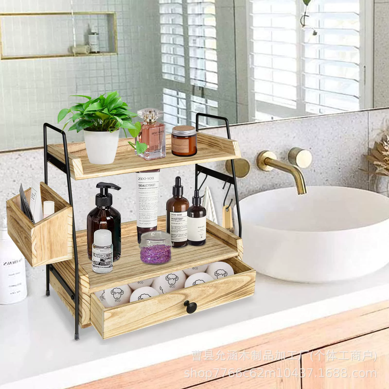 Деревянная полка двухъярусная полка с выдвижным ящиком деревянная полка шкафчик для ванной комнаты шкафчик для ванной комнаты столешница для отделки шкафа для хранения