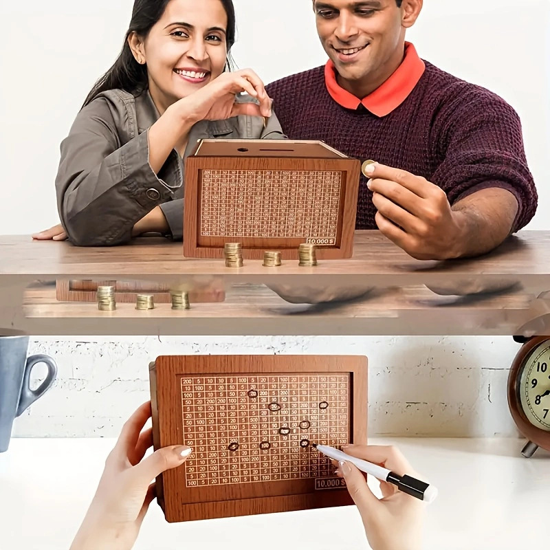 Cross-Border Spot Money Box with Counter Home Desktop Counter Piggy Bank Wooden Crafts