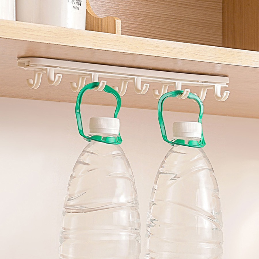 Retractable Kitchen Hooks Household Plastic Cabinet No-Drill Expandable Multi-Function Key Slot Bathroom Adhesive Hook