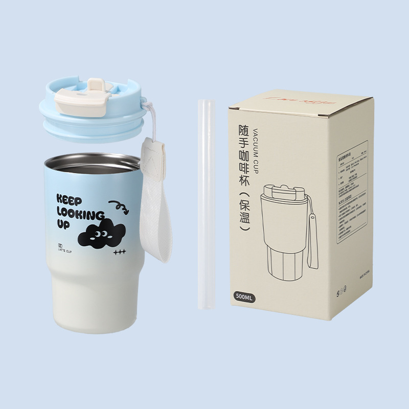 新款316不锈钢保温杯高颜值咖啡杯吸管保冷杯子大容量便携水杯|undefined