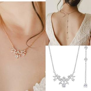 Amazon's Popular Leaf Zircon Necklace Sexy Back Chain Body Chain Bridal Back Chain Back Chain