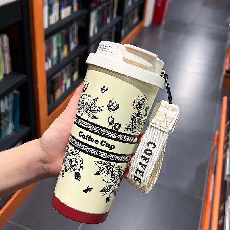 Taza de café multicolor de venta caliente Taza de aislamiento térmico de acero inoxidable portátil para salir taza de agua de paja nueva taza de bebida directa de alto valor nominal