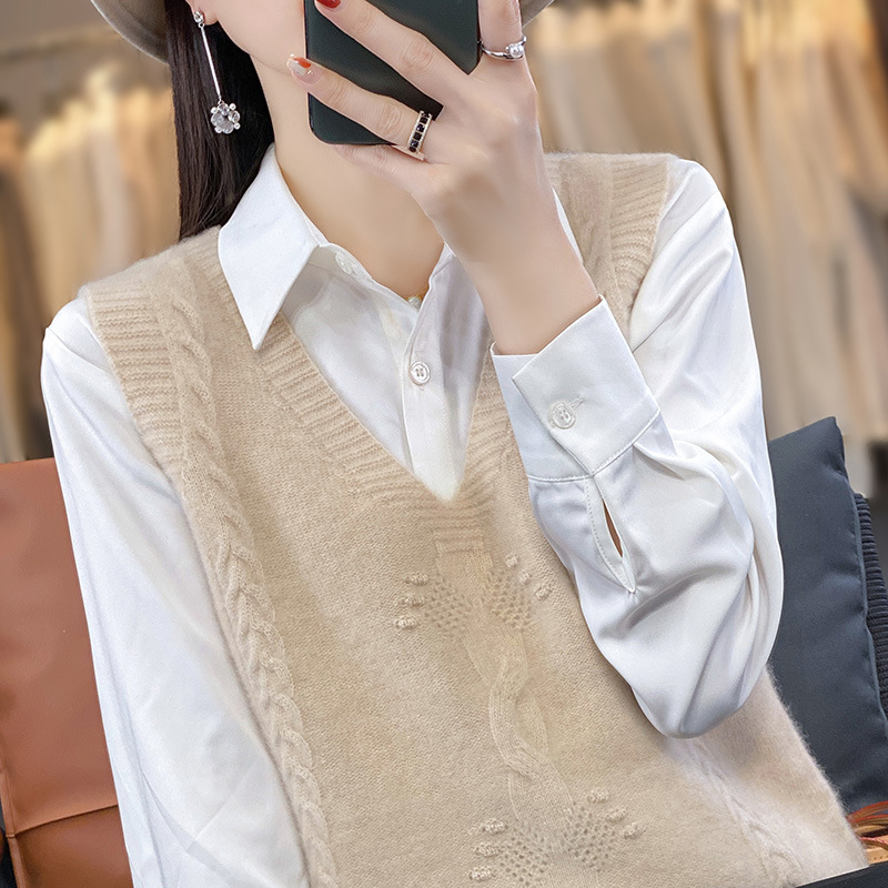 Spring and Autumn New V-neck vest sweater fashionable all-match twisted waistcoat outer wear undershirt Korean style