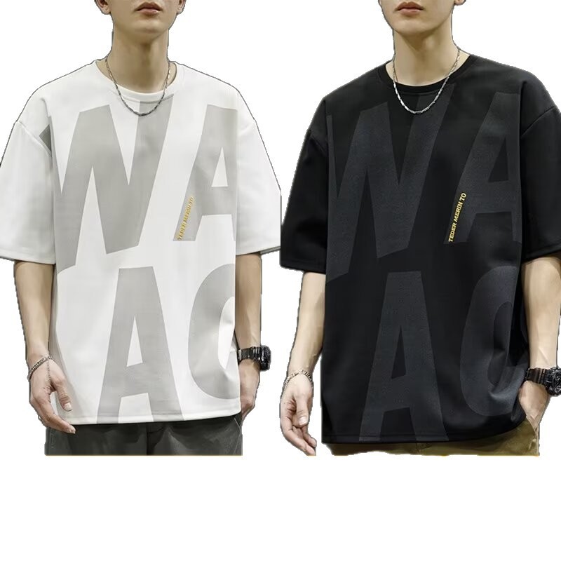 2025 新しい半袖 Tシャツメンズイントレンディなブランドヨーロッパとアメリカのヒップホップスタイルラウンドネックボトリングシャツトップ夏|undefined