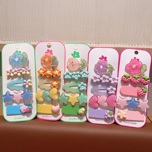 Dopamine color children's hair clip set with cute flowers and peach heart girl's side clip does not hurt hair baby's cute hair accessories