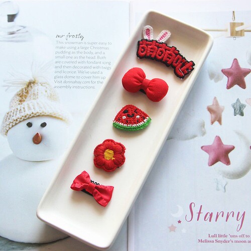 Baby hair clip hair clip set for children and girls hair clip headdress festive new year red hair accessories