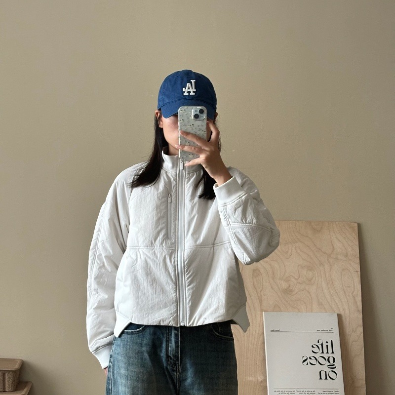 Lulup Cotton Flight Jacket Sports Cotton Coat Korean Style Zipper Cotton Jacket Short Stand Collar Coat Cotton Clothing Women Winter White Version