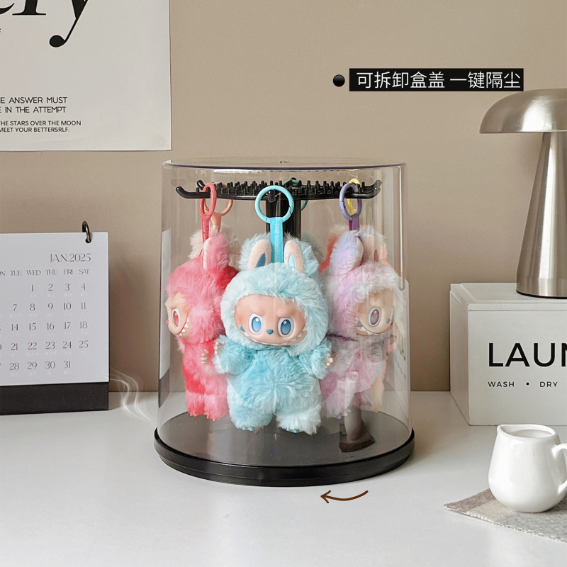 Labubu ラブブ人形収納ボックス回転バレルディスプレイ透明ビニール人形バブルマート収納ボックス|undefined