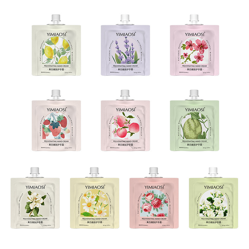 YIMIAOSI blanqueamiento piel rejuvenecedor crema de manos 30g fragancia floral fruta 10 sabor hidratante al por mayor