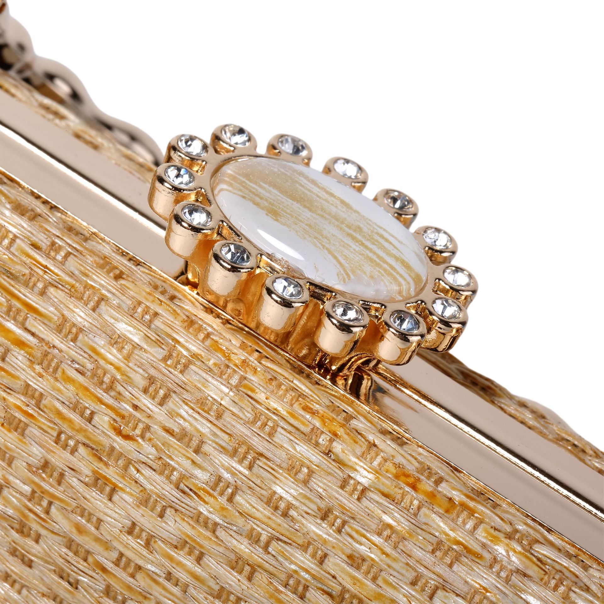 322g Weight Lock clasp Closure Type Ring Handle, Chain Strap Type Evening Bag, Box bag Bags Type Casual Occasion Straw Material Solid Color Pattern All Seasons Season Women's Gender Elegant Style Square Shape Women's Straw Solid Color Elegant Square Lock Clasp Evening Bag Box Bag 12